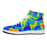 Rainbow Psychedelic Trippy Print High Top Leather Sneakers