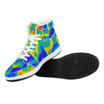Rainbow Psychedelic Trippy Print High Top Leather Sneakers