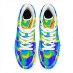 Rainbow Psychedelic Trippy Print High Top Leather Sneakers
