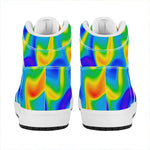 Rainbow Psychedelic Trippy Print High Top Leather Sneakers
