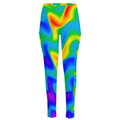 Rainbow Psychedelic Trippy Print High-Waisted Pocket Leggings