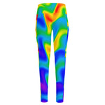 Rainbow Psychedelic Trippy Print High-Waisted Pocket Leggings