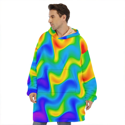 Rainbow Psychedelic Trippy Print Hoodie Blanket