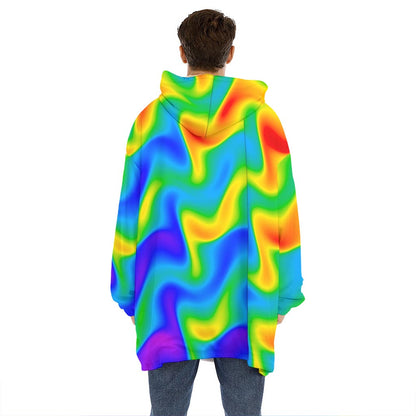 Rainbow Psychedelic Trippy Print Hoodie Blanket