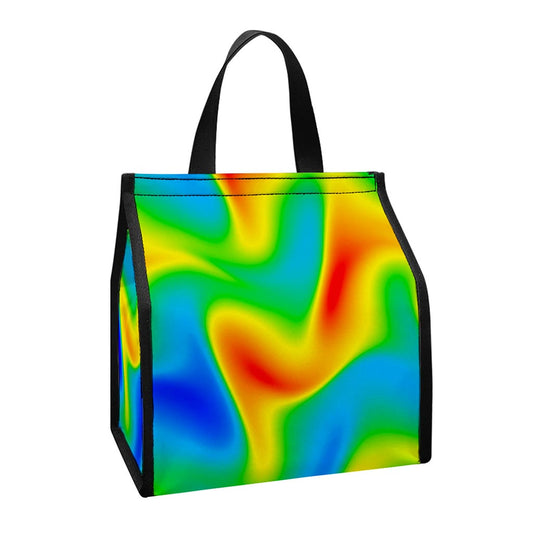 Rainbow Psychedelic Trippy Print Insulated Lunch Tote