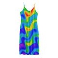 Rainbow Psychedelic Trippy Print Jersey Midi Cami Dress