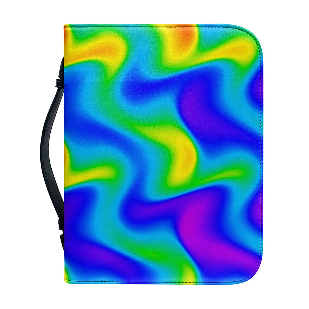 Rainbow Psychedelic Trippy Print Leather Bible Cover