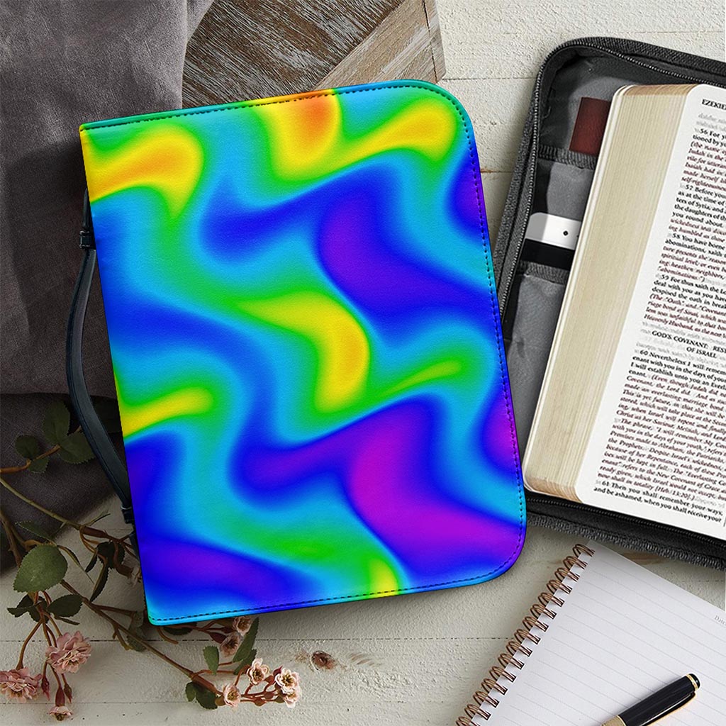 Rainbow Psychedelic Trippy Print Leather Bible Cover