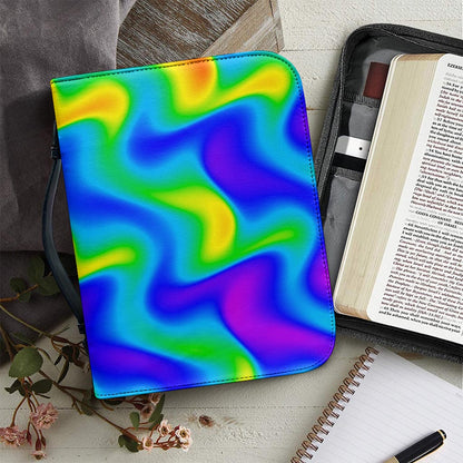 Rainbow Psychedelic Trippy Print Leather Bible Cover