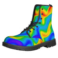 Rainbow Psychedelic Trippy Print Lace-Up Boots