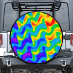 Rainbow Psychedelic Trippy Print Leather Spare Tire Cover