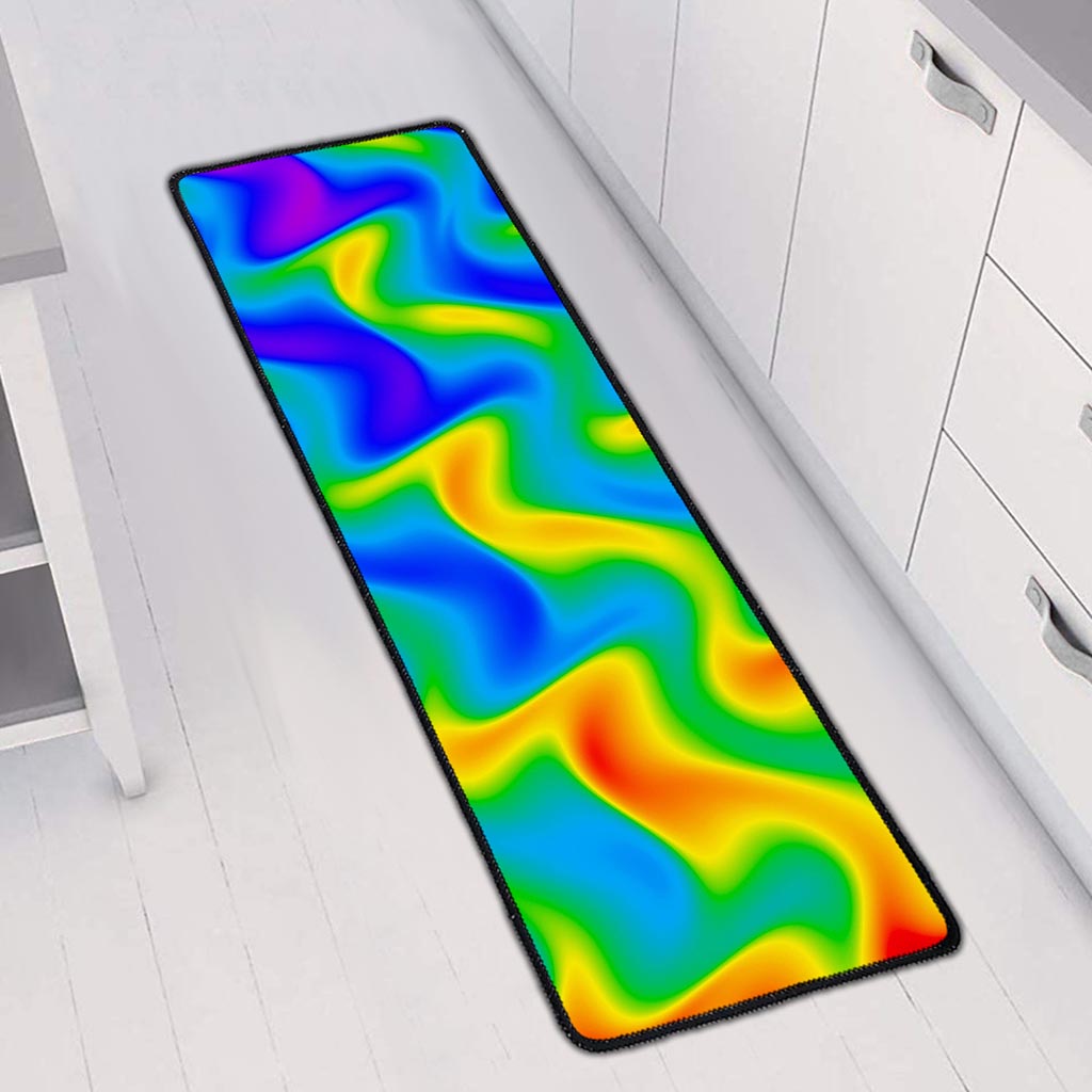 Rainbow Psychedelic Trippy Print Long Kitchen Mat