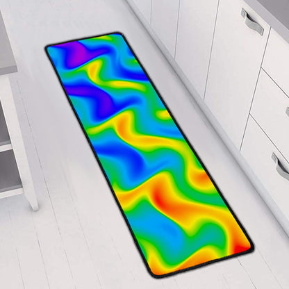 Rainbow Psychedelic Trippy Print Long Kitchen Mat