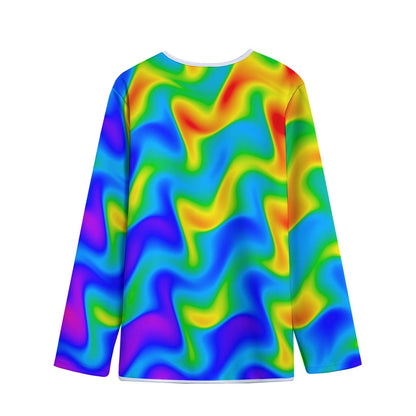 Rainbow Psychedelic Trippy Print Long Sleeve Short Coat