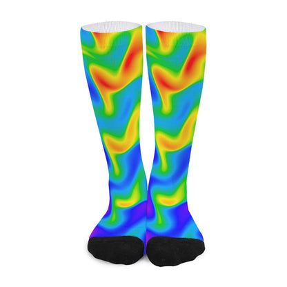 Rainbow Psychedelic Trippy Print Long Socks