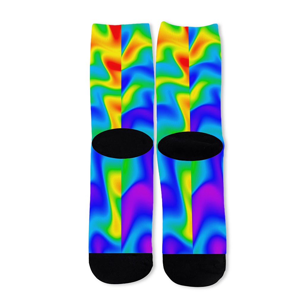 Rainbow Psychedelic Trippy Print Long Socks