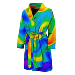 Rainbow Psychedelic Trippy Print Men's Bathrobe