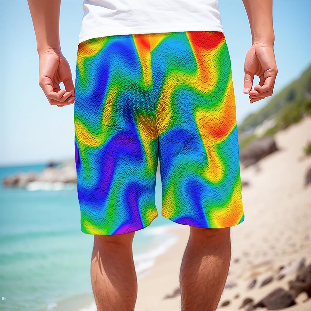 Rainbow Psychedelic Trippy Print Men's Cargo Shorts