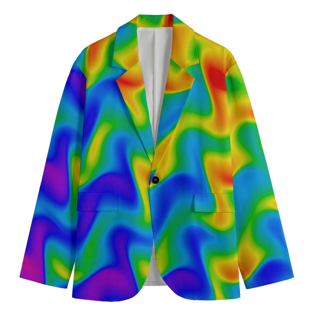 Rainbow Psychedelic Trippy Print Men's Cotton Blazer