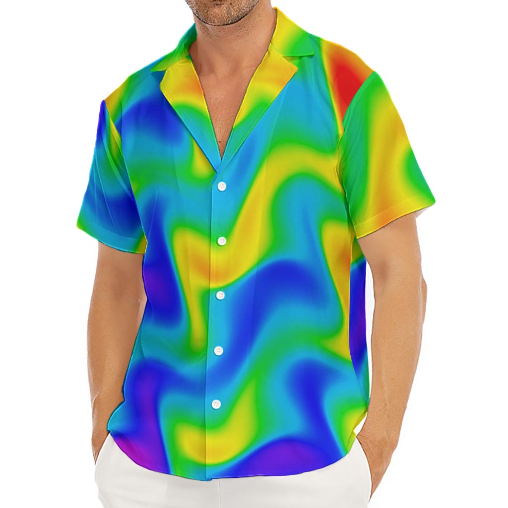 Rainbow Psychedelic Trippy Print Men's Deep V-Neck Shirt