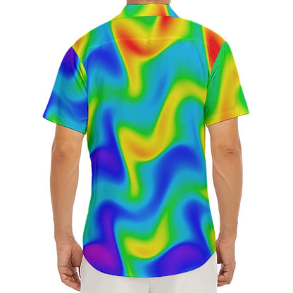 Rainbow Psychedelic Trippy Print Men's Deep V-Neck Shirt
