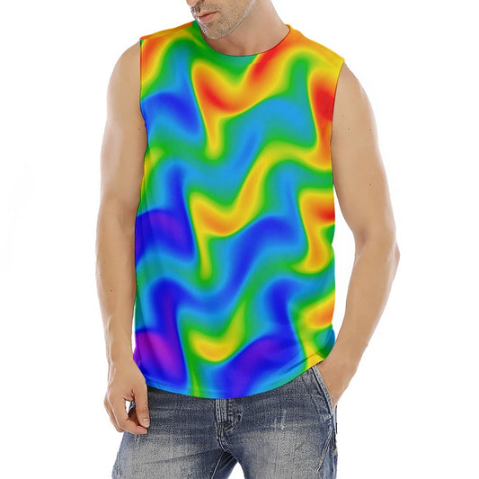 Rainbow Psychedelic Trippy Print Men's Fitness Tank Top