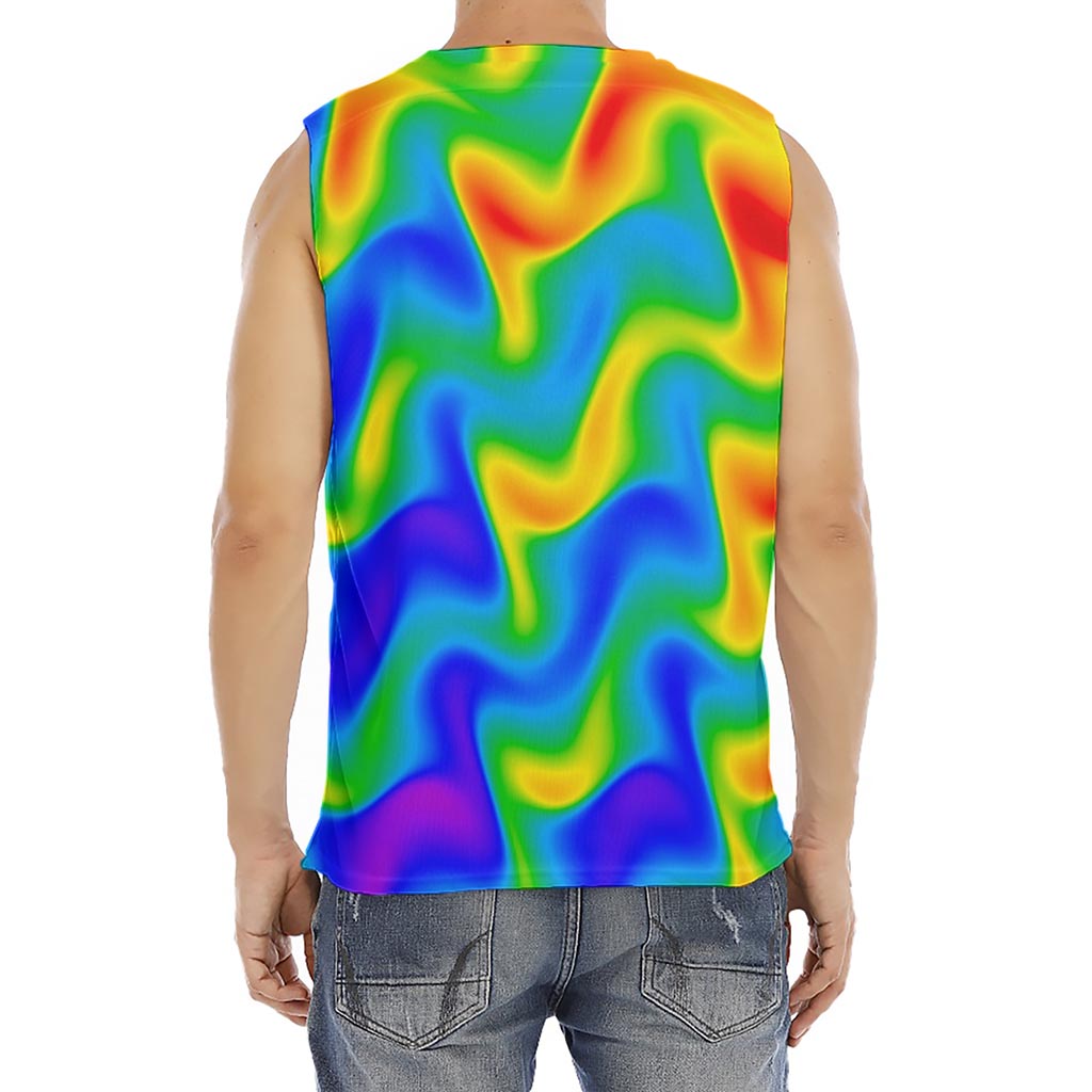 Rainbow Psychedelic Trippy Print Men's Fitness Tank Top