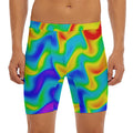 Rainbow Psychedelic Trippy Print Men's Long Boxer Briefs