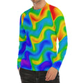 Rainbow Psychedelic Trippy Print Men's Long Sleeve Rash Guard