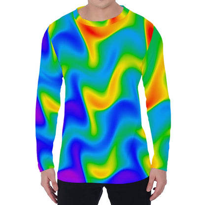 Rainbow Psychedelic Trippy Print Men's Long Sleeve T-Shirt