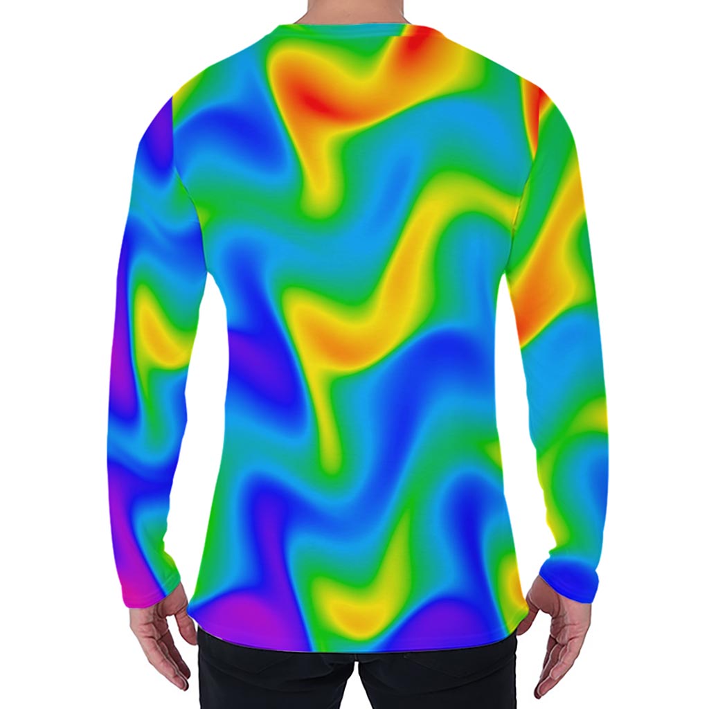 Rainbow Psychedelic Trippy Print Men's Long Sleeve T-Shirt