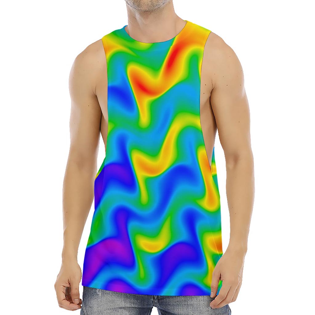 Rainbow Psychedelic Trippy Print Men's Muscle Tank Top