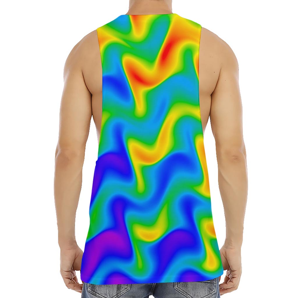 Rainbow Psychedelic Trippy Print Men's Muscle Tank Top
