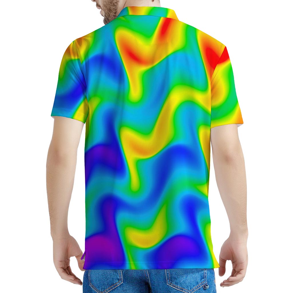 Rainbow Psychedelic Trippy Print Men's Polo Shirt