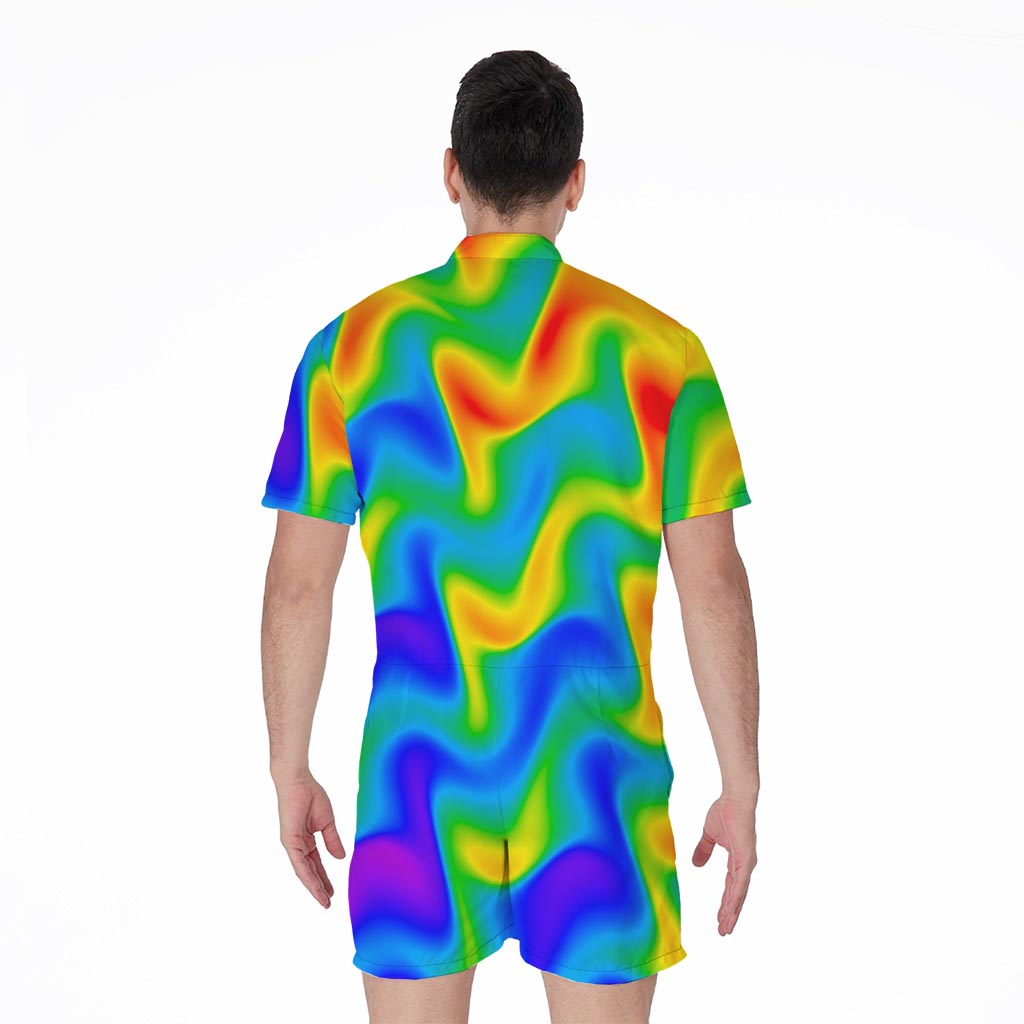 Rainbow Psychedelic Trippy Print Men's Rompers