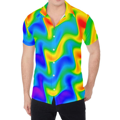 Rainbow Psychedelic Trippy Print Men's Shirt
