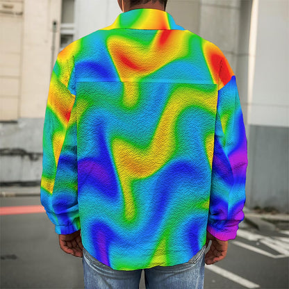 Rainbow Psychedelic Trippy Print Men's Shirt Jacket
