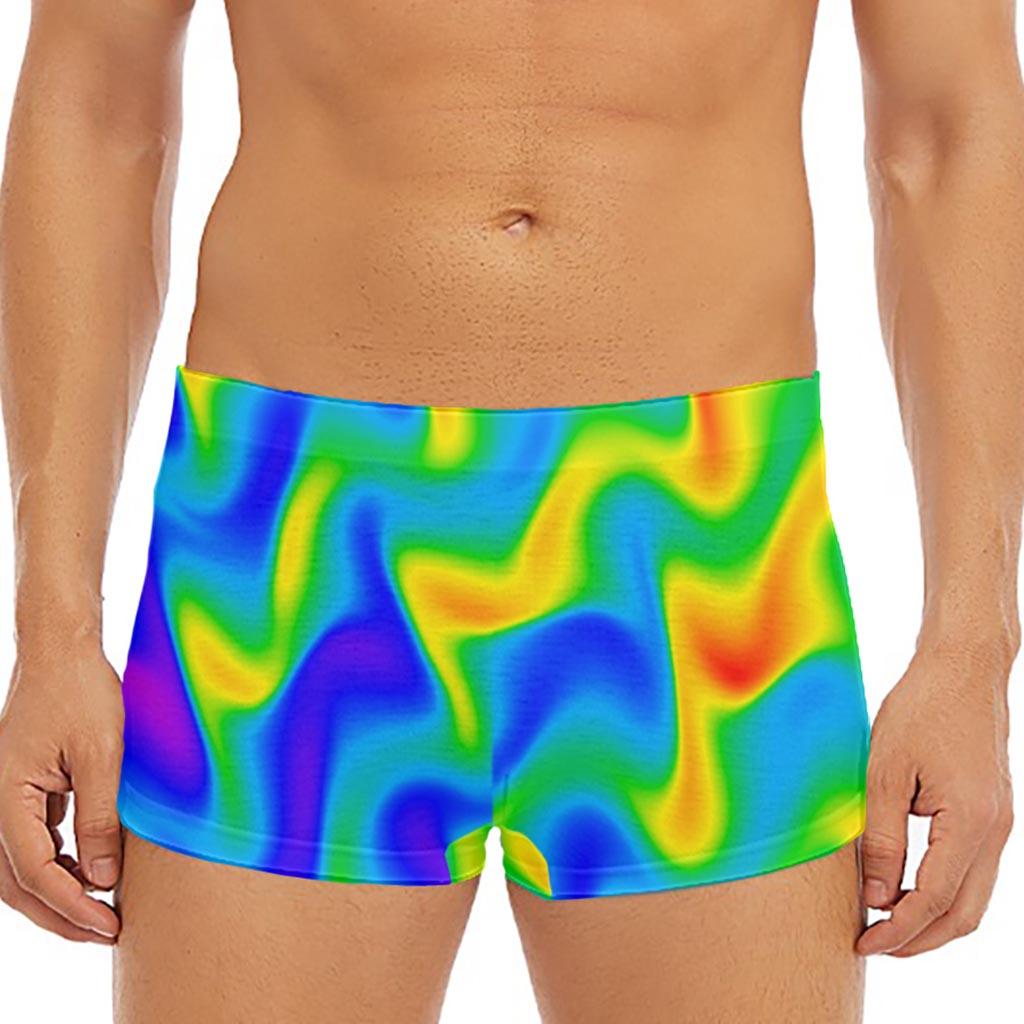 Rainbow Psychedelic Trippy Print Men's Short Boxer Briefs