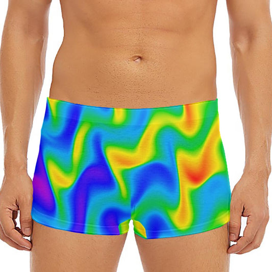 Rainbow Psychedelic Trippy Print Men's Short Boxer Briefs