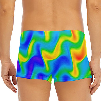 Rainbow Psychedelic Trippy Print Men's Short Boxer Briefs