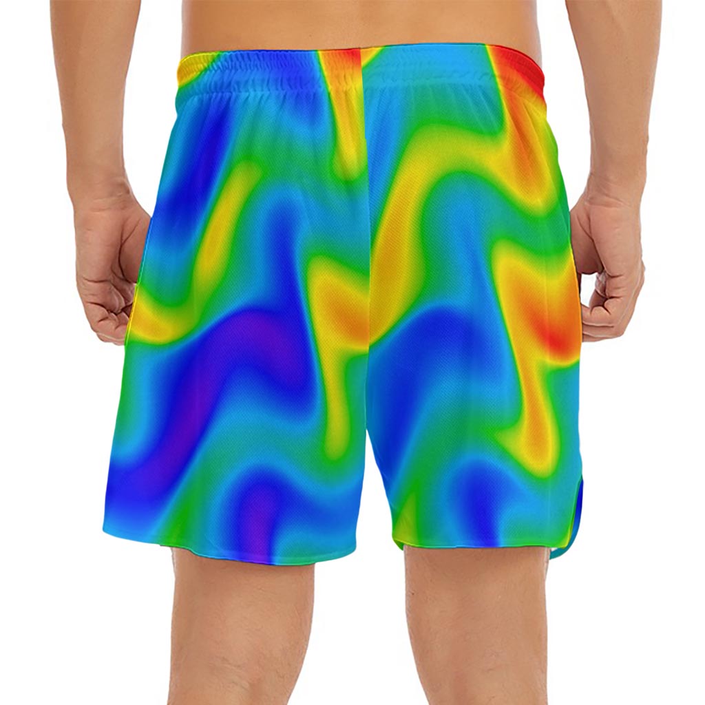 Rainbow Psychedelic Trippy Print Men's Split Running Shorts