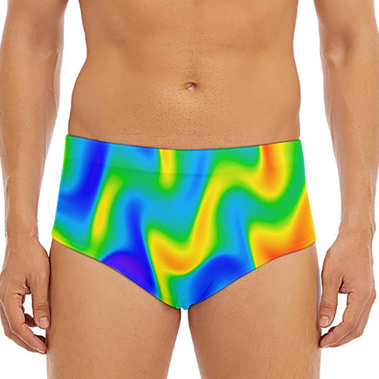 Rainbow Psychedelic Trippy Print Men's Triangle Swim Briefs