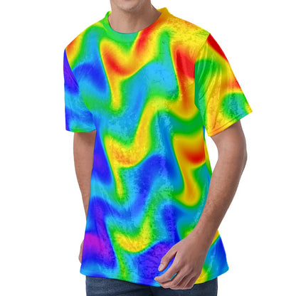 Rainbow Psychedelic Trippy Print Men's Velvet T-Shirt