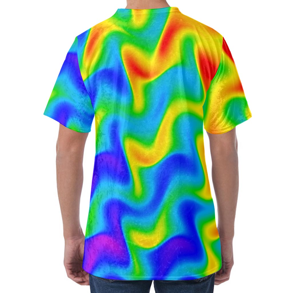 Rainbow Psychedelic Trippy Print Men's Velvet T-Shirt