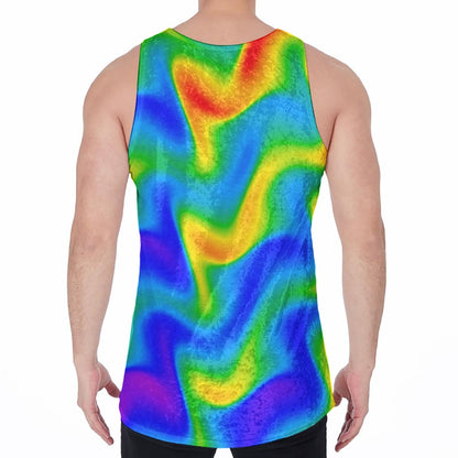 Rainbow Psychedelic Trippy Print Men's Velvet Tank Top