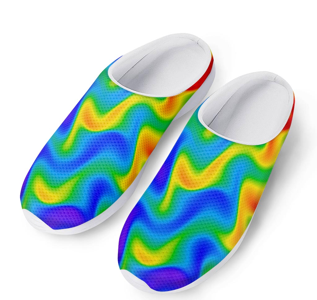 Rainbow Psychedelic Trippy Print Mesh Casual Shoes
