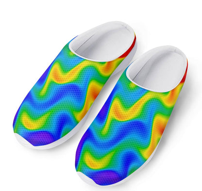 Rainbow Psychedelic Trippy Print Mesh Casual Shoes