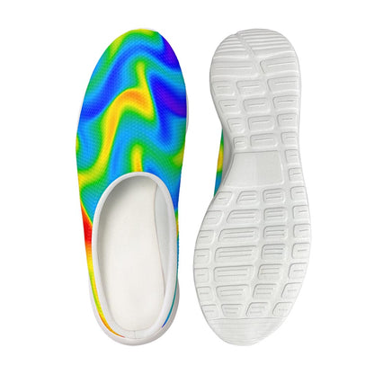 Rainbow Psychedelic Trippy Print Mesh Casual Shoes