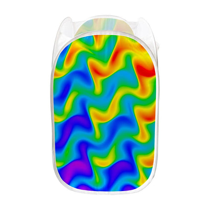 Rainbow Psychedelic Trippy Print Mesh Laundry Hamper