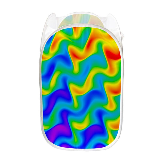 Rainbow Psychedelic Trippy Print Mesh Laundry Hamper